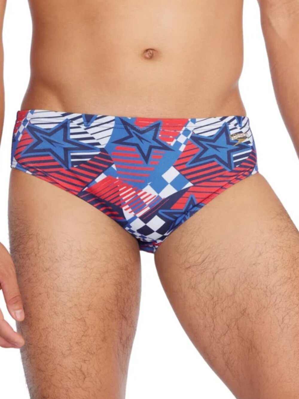 Speedo Endurance racer swimming brief shorts Cobalt star red white blue new 32